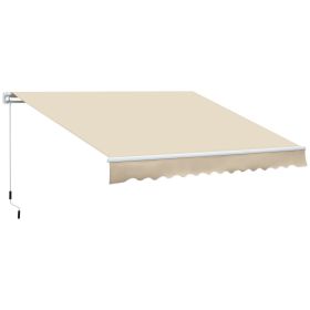 Outsunny 12' x 8' Retractable Awning Patio Awnings Sun Shade Shelter with Manual Crank Handle