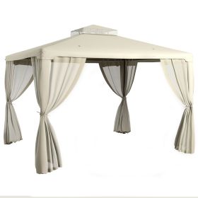 Outsunny 9.6' x 11.6' Patio Gazebo, Outdoor Canopy Shelter with 2-Tier Roof and Netting, Steel Frame for Garden, Lawn, Backyard, and Deck, Cream