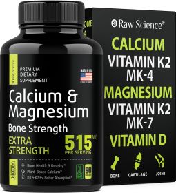 Calcium Magnesium Supplement Bone Strength Supplements with Vitamin D & K2 Plant Based Calcium Pills for Women and Men Magnesium Calcium Suppleme