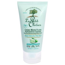 Express Moisturizing Hand Cream - Aloe Vera and Green Tea by Le Petit Olivier for Women - 2.5 oz Cream