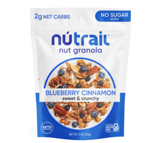 NuTrail Nut Granola Cereal, Blueberry Cinnamon, No Sugar Added, Keto, Gluten Free, 11 oz. 1 Count