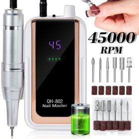 45000RPM Nail Drill Machine Blue Red Gradient Colour Portable Nail Drill Machine Plug-in Nail Polisher for Home Nail Salon Gel Nail Polishing (Color: White-USB)