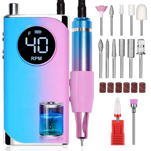 40000RPM Nail Drill Machine Electric Portable Nail File Rechargeable Nail Sander for Gel Nails Polishing For Home Manicure Salon